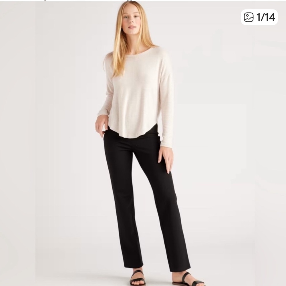 Quince Ponte Knit Pull On Ultra Stretch Straight Leg Black pants, Size XL